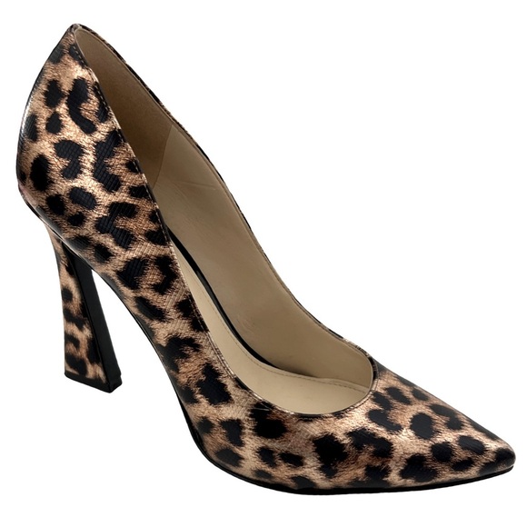 NINE WEST • Metallic Leopard Cheetah Pump Pointed Toe Heels - Picture 8 of 12